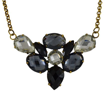 maxi colar em ouro velho com mix de cristais